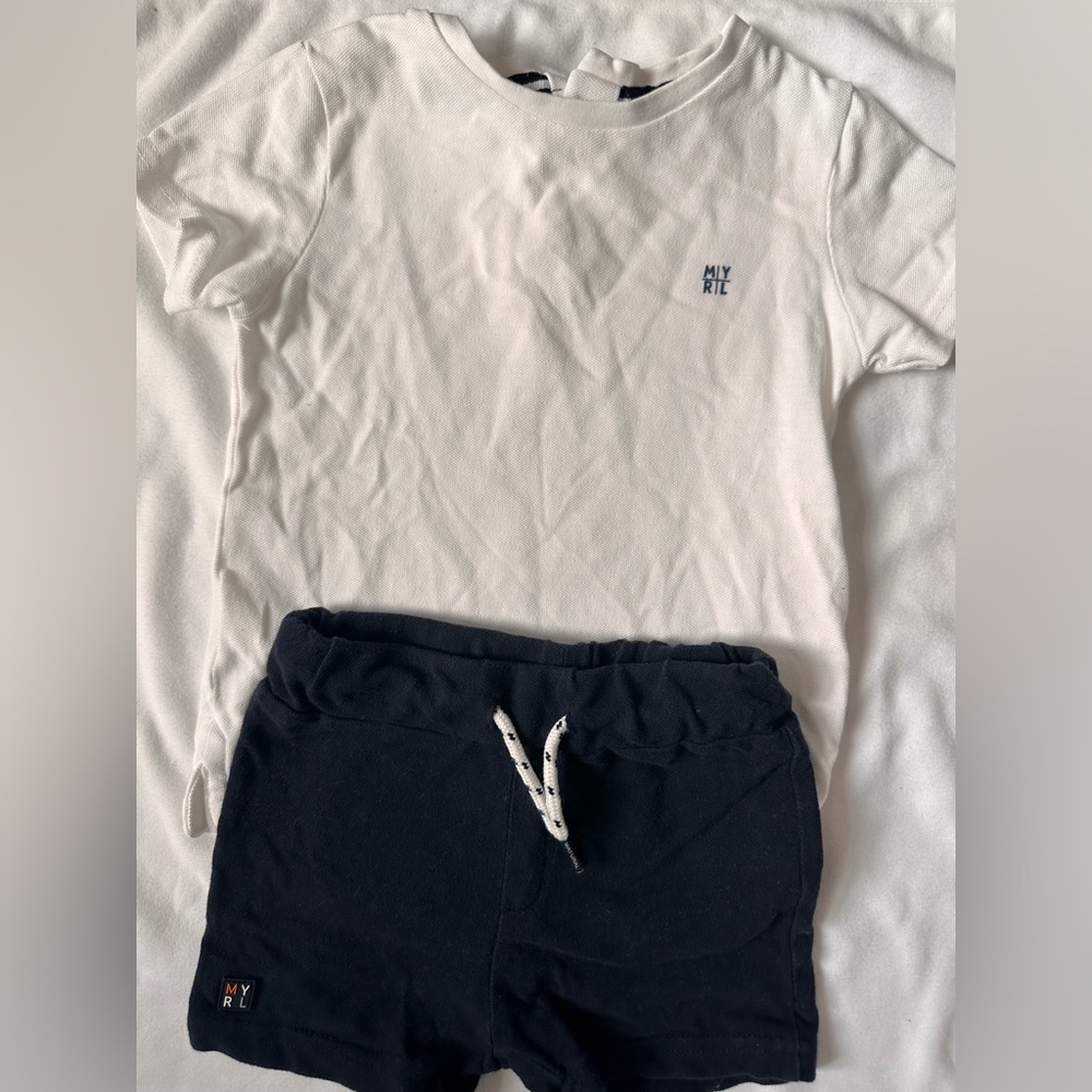 Mayoral White Polo Shirt and Shorts.